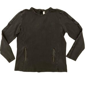 4/$25 Junee Jr Zipper Pocket Front Top Girls Size Medium Black Long Sleeve